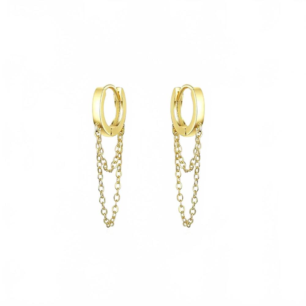 NEW KIKICHIC women's double chain huggies hoops in gold